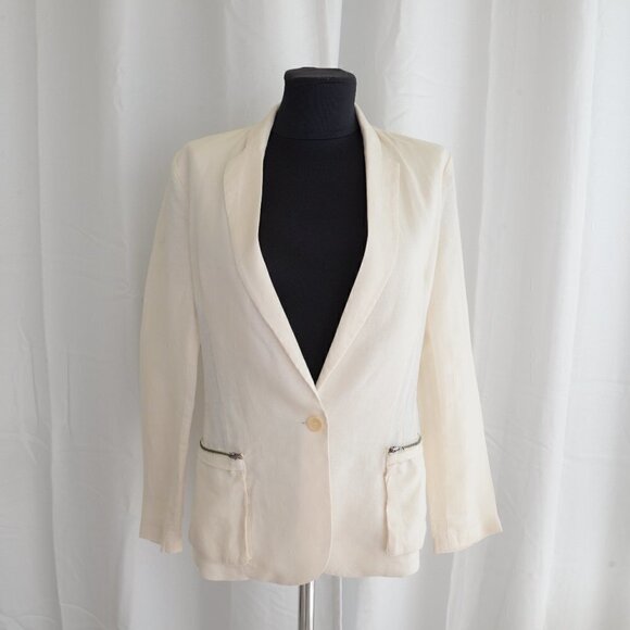 Brochu Walker White Linen Single Button Blazer Sz XS - Picture 2 of 7